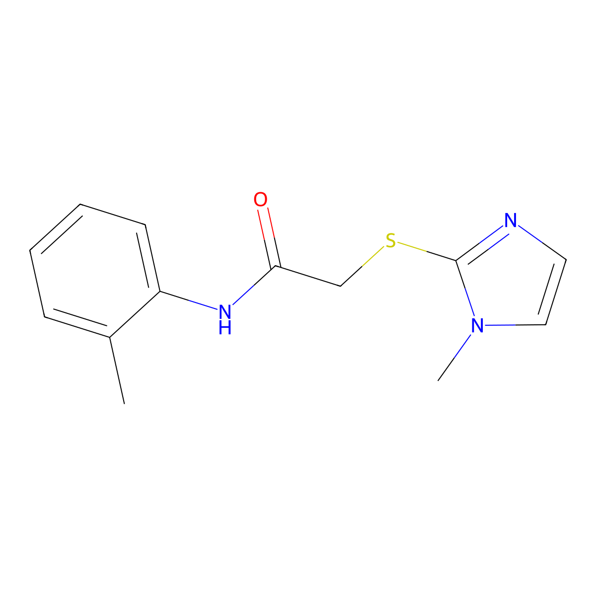 2-[(1-methyl-1H-imidazol-2-yl)sulfanyl]-N-(2-methylphenyl)acetamide molecular structure, CAS 502550-15-4