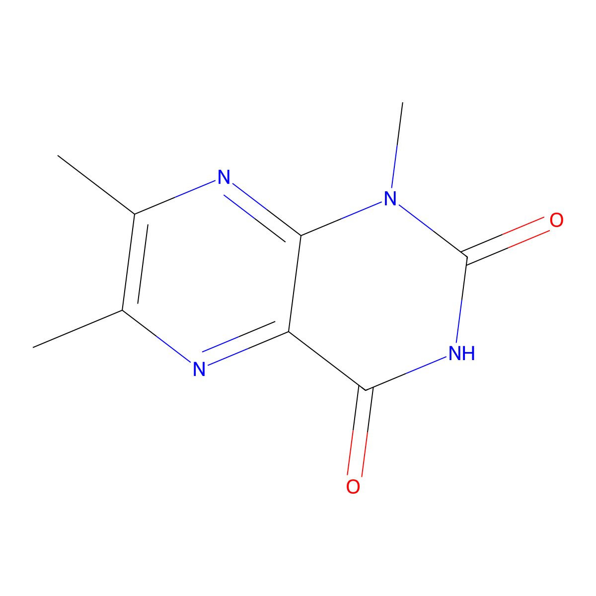 2,4(1H,3H)-Pteridinedione, 1,6,7-trimethyl- molecular structure, CAS 50256-21-8