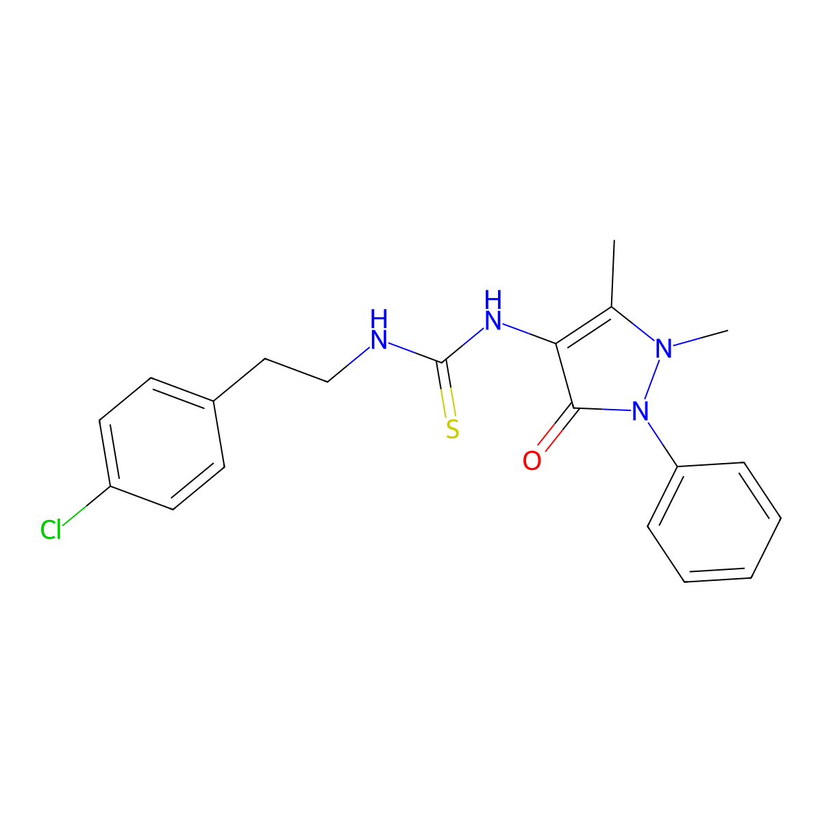 4-((((2-(4-Chlorophenyl)ethyl)amino)thioxomethyl)amino)-2,3-dimethyl-1-phenyl-3-pyrazolin-5-one molecular structure, CAS 502579-32-0
