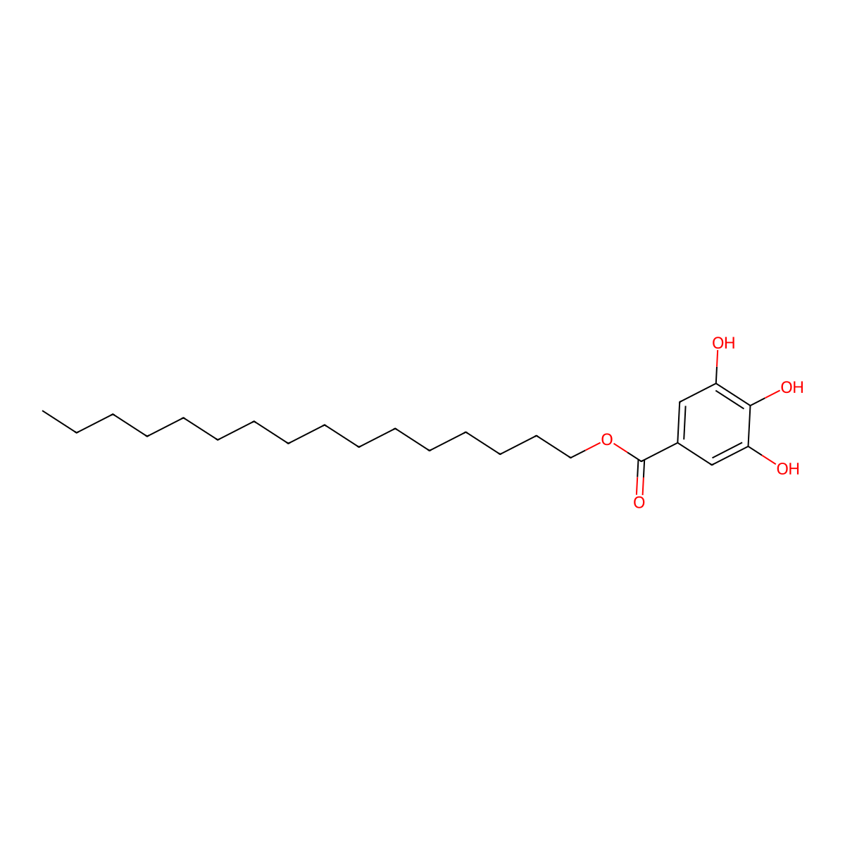 Cetyl gallate molecular structure, CAS 5026-65-3
