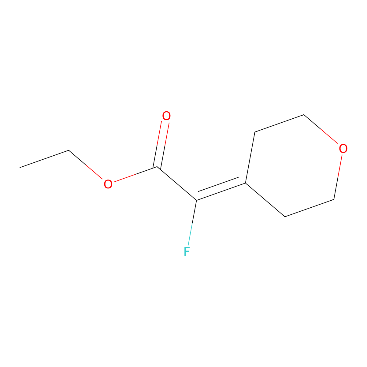 Ethyl 2-fluoro-2-(oxan-4-ylidene)acetate molecular structure, CAS 502609-44-1