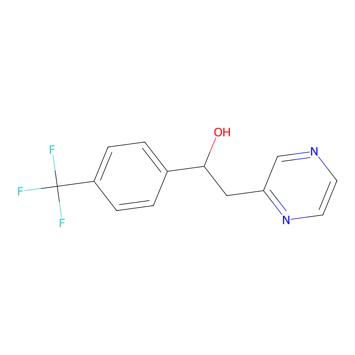 2-Pyrazin-2-yl-1-(4-trifluoromethylphenyl)ethanol molecular structure, CAS 502625-51-6