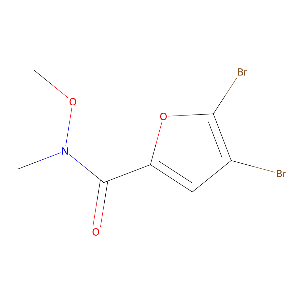 4,5-Dibromo-N-methoxy-N-methylfuran-2-carboxamide molecular structure, CAS 502639-02-3