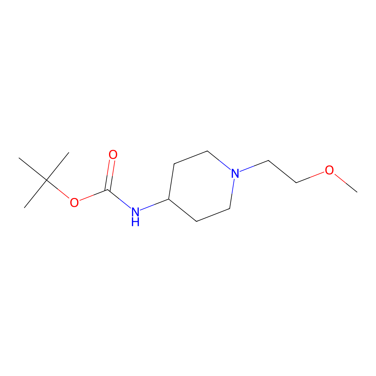 tert-Butyl 1-(2-methoxyethyl)piperidin-4-ylcarbamate molecular structure, CAS 502639-07-8