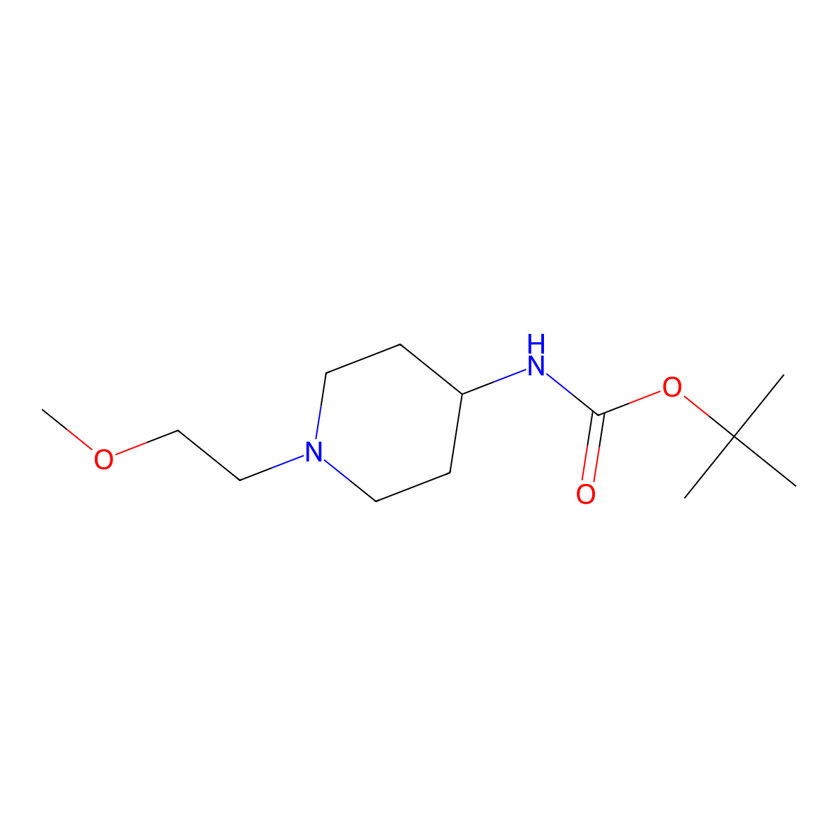 tert-Butyl 1-(2-methoxyethyl)piperidin-4-ylcarbamate molecular structure, CAS 502639-07-8