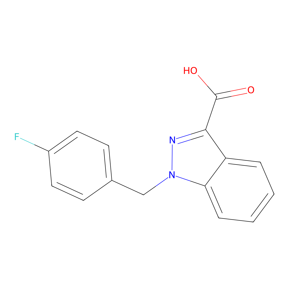 1-(4-Fluorobenzyl)-1H-indazole-3-carboxylic acid molecular structure, CAS 50264-63-6