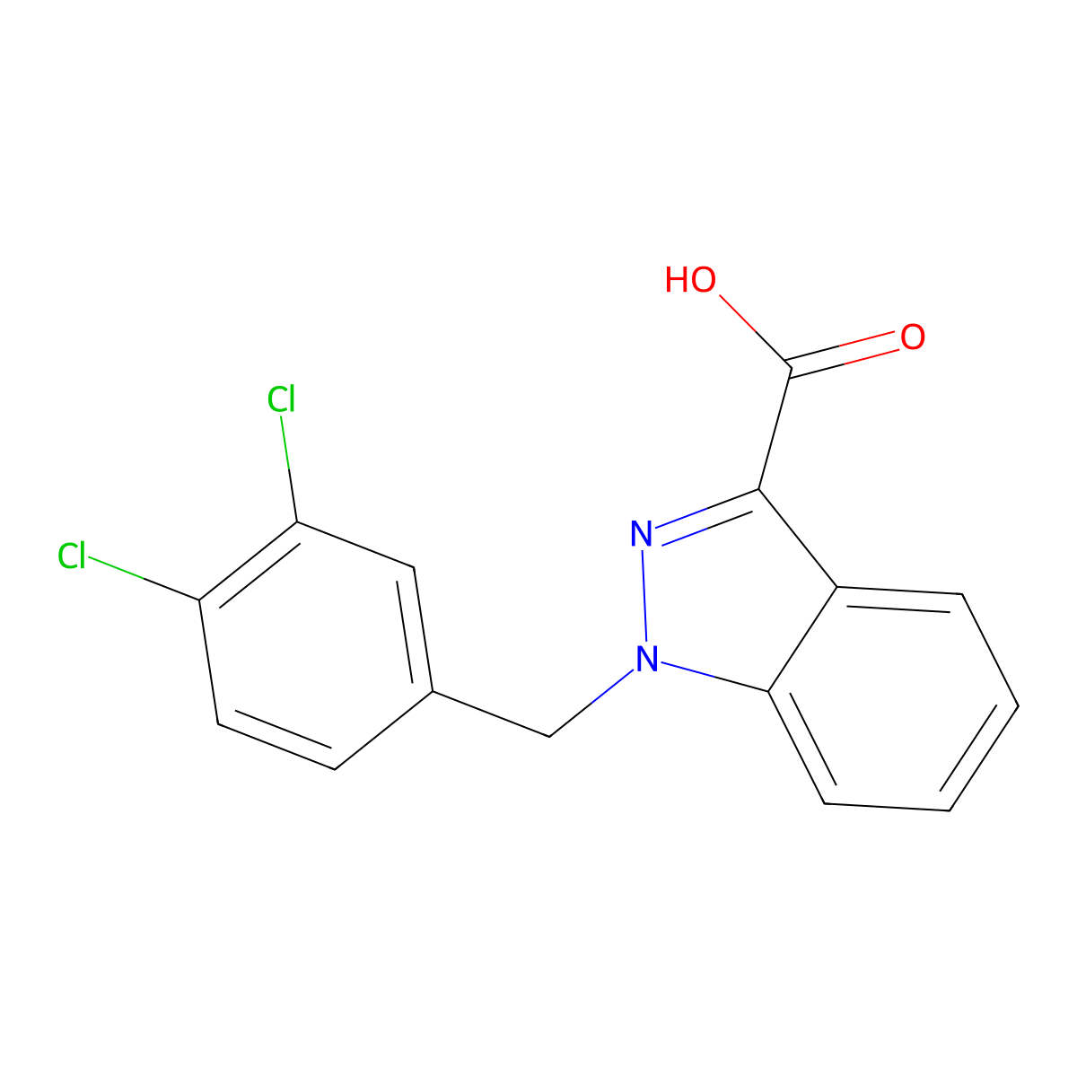 1H-Indazole-3-carboxylic acid, 1-(3,4-dichlorobenzyl)- molecular structure, CAS 50264-68-1