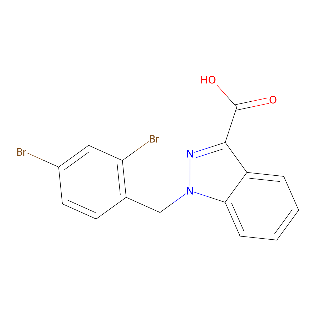 1-(2,4-Dibromobenzyl)-1H-indazole-3-carboxylic acid molecular structure, CAS 50264-75-0