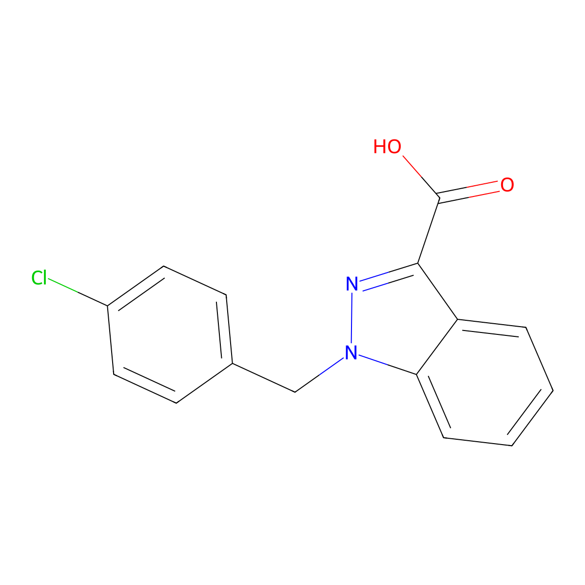 1-((4-Chlorophenyl)methyl)-1H-indazole-3-carboxylic acid molecular structure, CAS 50264-86-3
