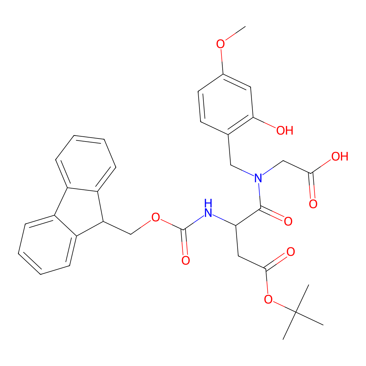 Fmoc-L-Asp(OtBu)-HmbGly-OH molecular structure, CAS 502640-94-0