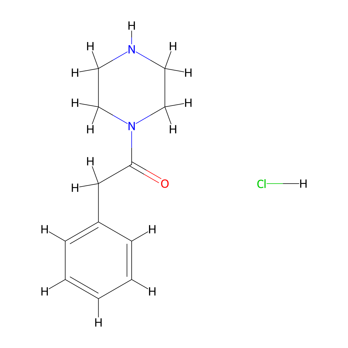 2-Phenyl-1-(piperazin-1-yl)ethan-1-one hydrochloride molecular structure, CAS 502653-18-1