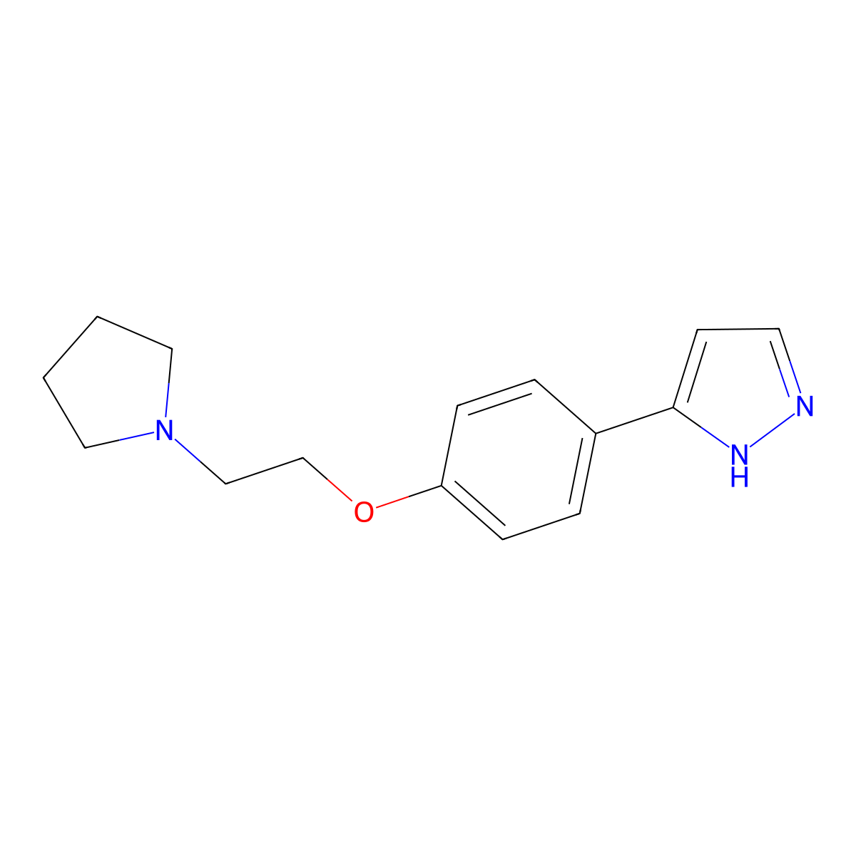 3-[4-(2-pyrrolidin-1-ylethoxy)phenyl]-1H-pyrazole molecular structure, CAS 502654-11-7