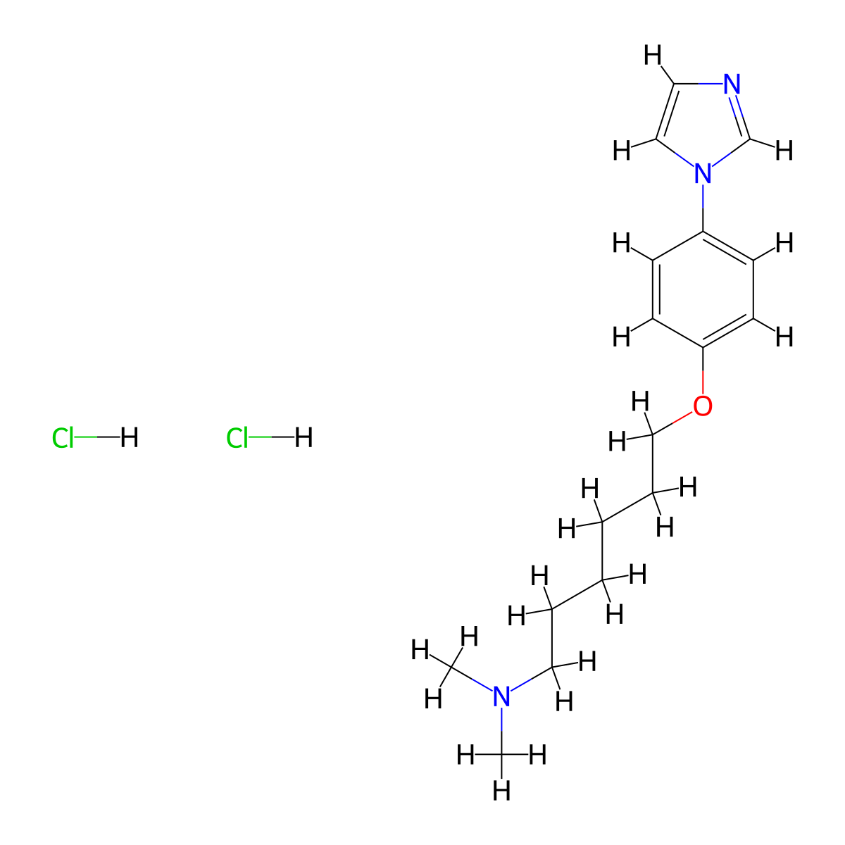 6-[4-(1H-imidazol-1-yl)phenoxy]-N,N-dimethyl-1-hexanamine, dihydrochloride molecular structure, CAS 502656-68-0