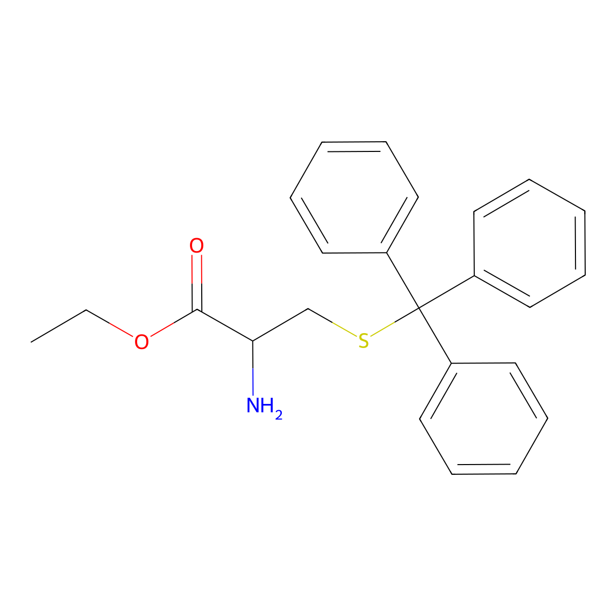 ethyl (2S)-2-amino-3-[(triphenylmethyl)sulfanyl]propanoate molecular structure, CAS 502690-90-6