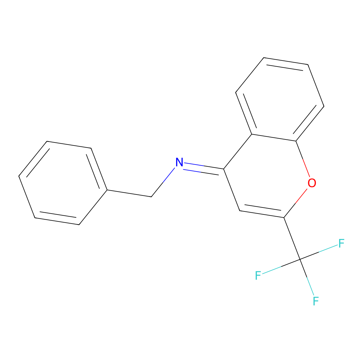 N-Benzyl-N-[2-trifluoromethyl-4H-chromene-4-ylidene]amine molecular structure, CAS 502691-54-5