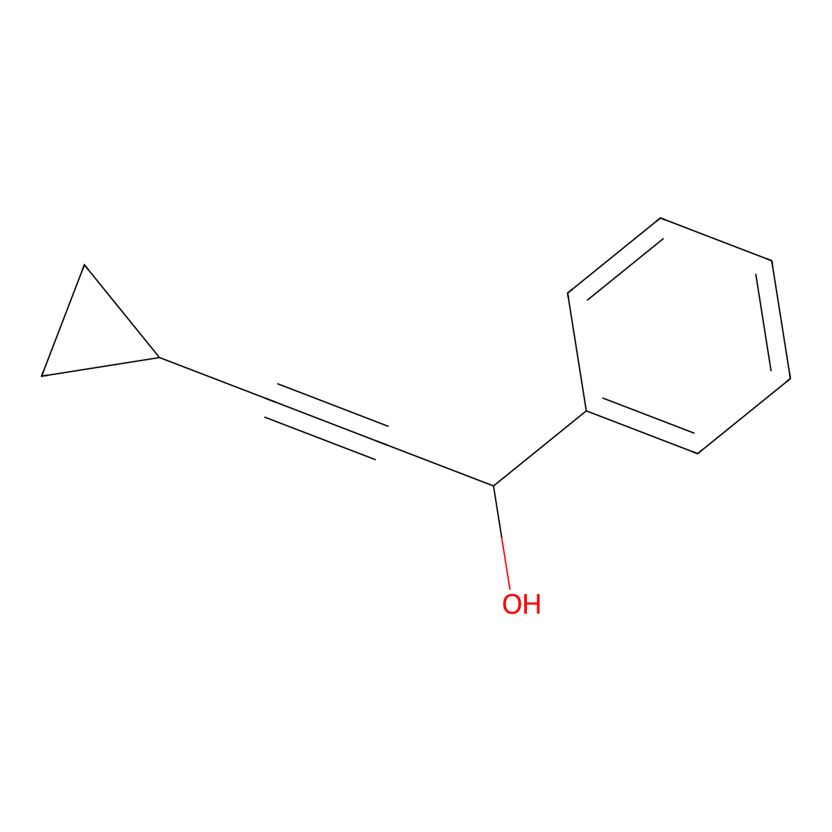 3-Cyclopropyl-1-phenylprop-2-yn-1-ol molecular structure, CAS 502694-28-2