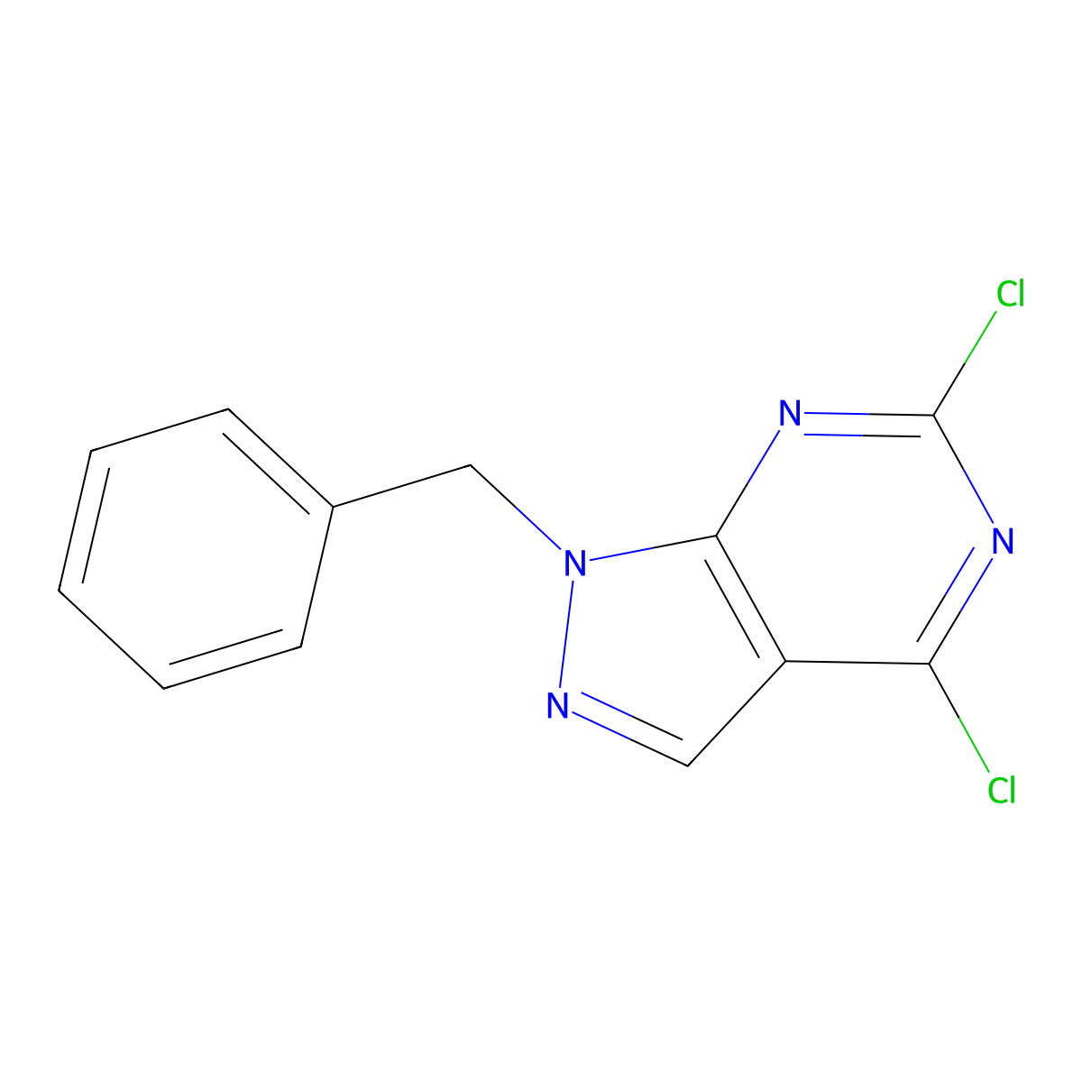 4,6-Dichloro-1-(phenylmethyl)-1H-pyrazolo(3,4-d)pyrimidine molecular structure, CAS 50270-30-9