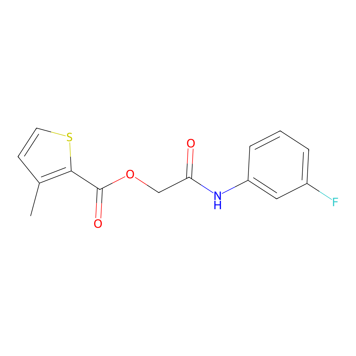 [(3-Fluorophenyl)carbamoyl]methyl 3-methylthiophene-2-carboxylate molecular structure, CAS 502721-93-9