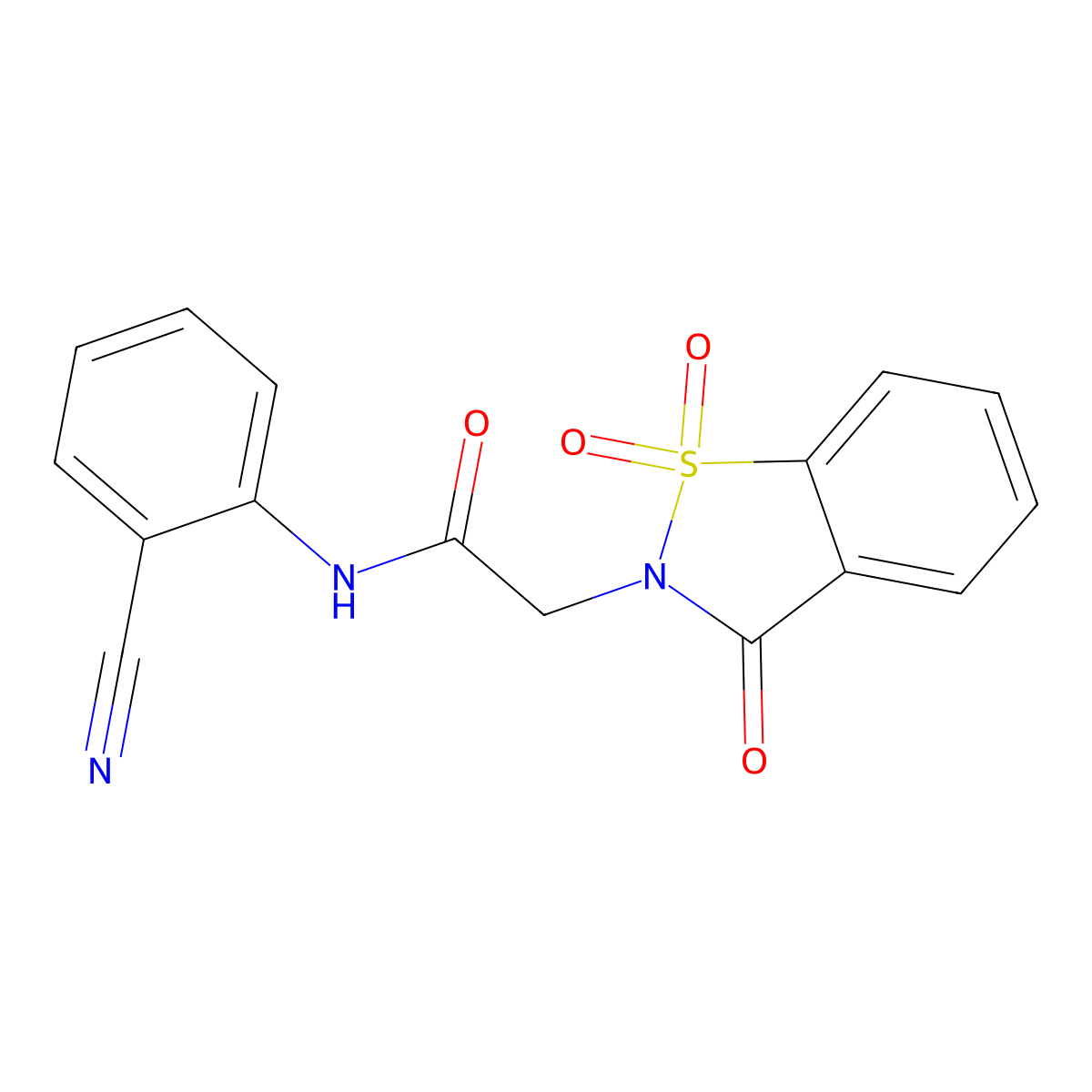 N-(2-cyanophenyl)-2-(1,1,3-trioxo-1,2-benzothiazol-2-yl)acetamide molecular structure, CAS 502755-89-7