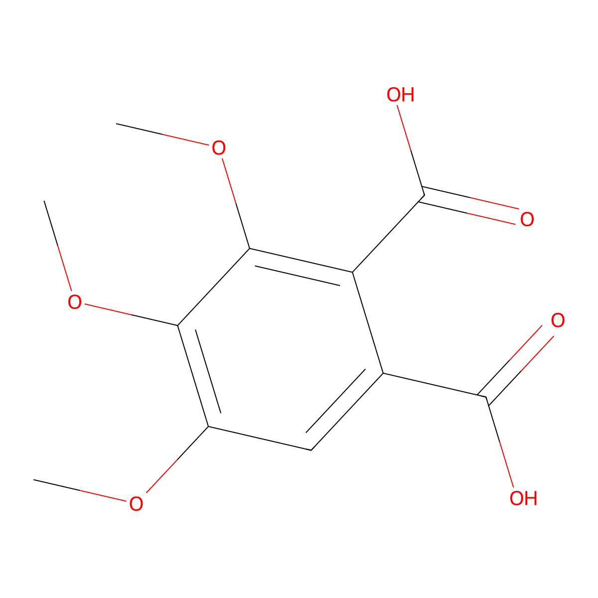 3,4,5-Trimethoxybenzene-1,2-dicarboxylic acid molecular structure, CAS 50276-60-3
