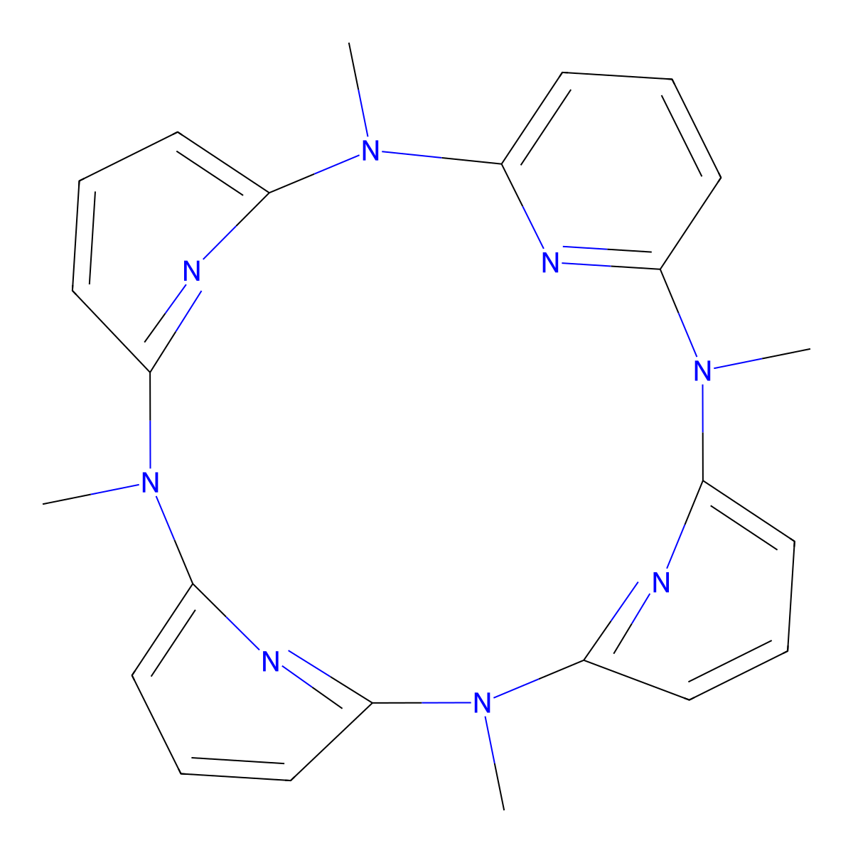 2,8,14,20,25,26,27,28-Octaazapentacyclo[19.3.1.13,7.19,13.115,19]octacosa-1(25),3,5,7(28),9,11,13(27),15,17,19(26),21,23-dodecaene,2,8,14,20-tetramethyl- molecular structure, CAS 502763-15-7