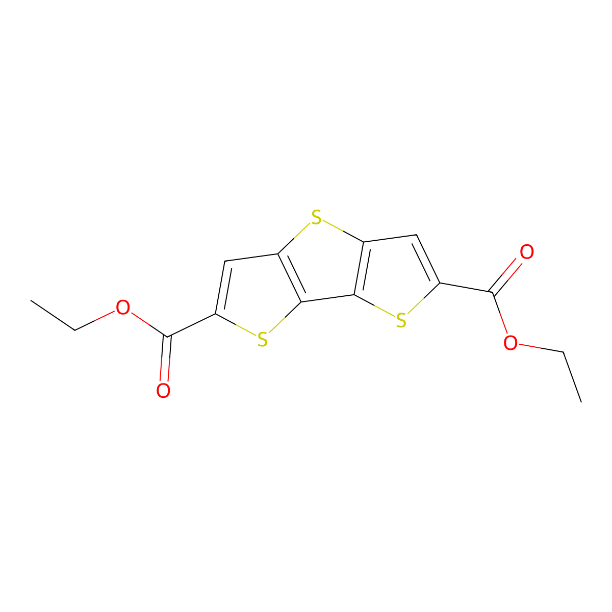 Diethyl dithieno[3,2-b:2',3'-d]thiophene-2,6-dicarboxylate molecular structure, CAS 502764-52-5
