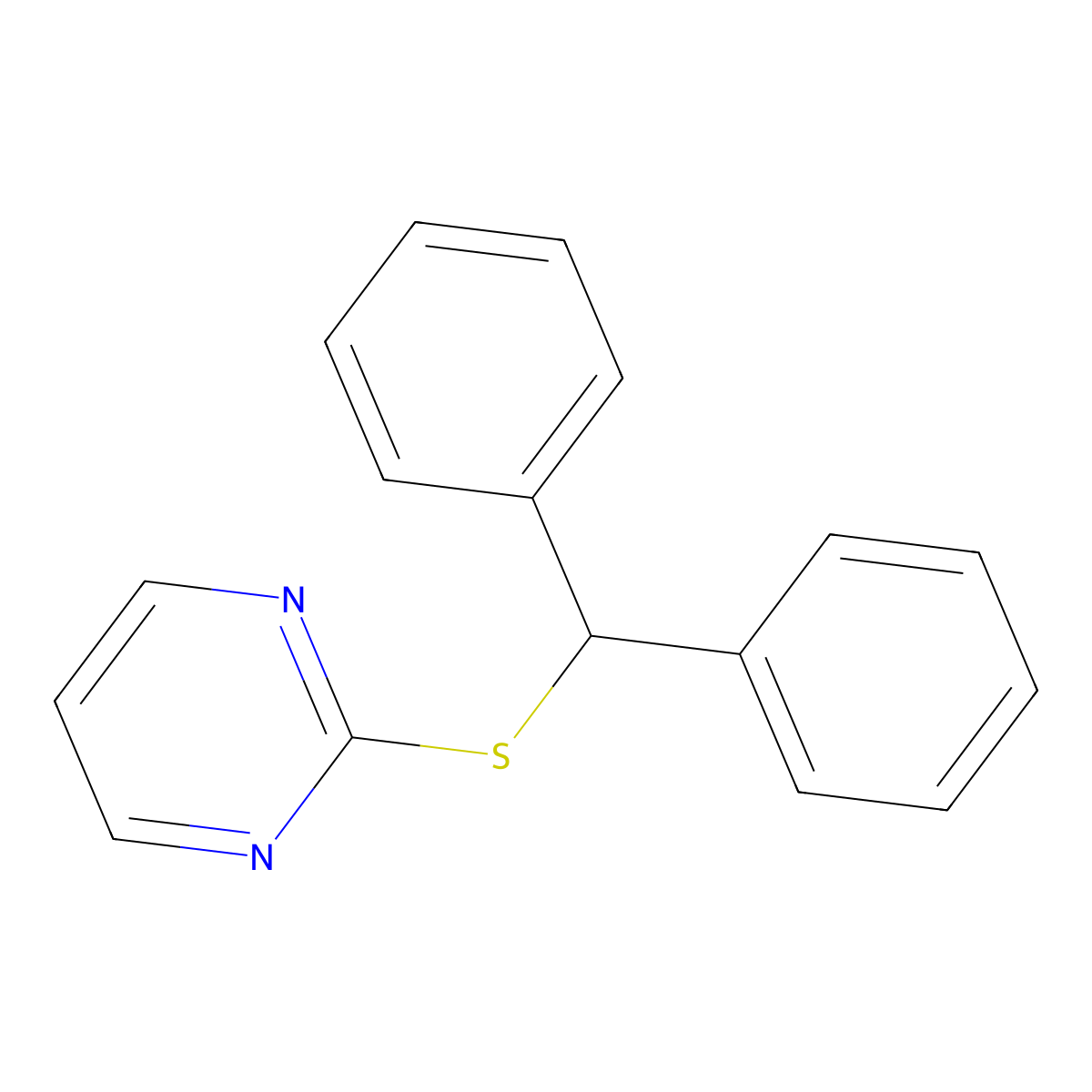 2-Benzhydrylsulfanylpyrimidine molecular structure, CAS 50278-32-5