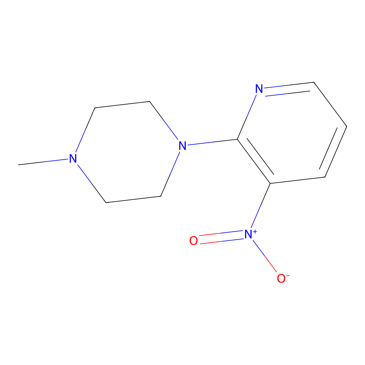 1-Methyl-4-(3-nitropyridin-2-yl)piperazine molecular structure, CAS 5028-15-9