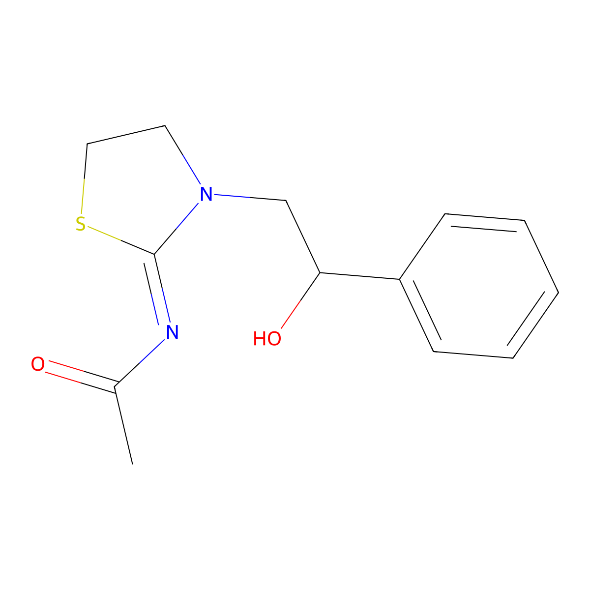 N-[3-(2-Hydroxy-2-phenylethyl)-2-thiazolidinylidene]acetamide molecular structure, CAS 5028-81-9