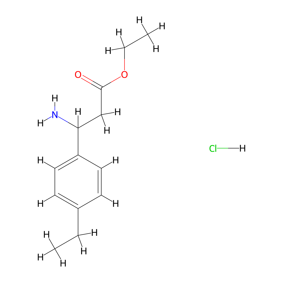 Ethyl 3-amino-3-(4-ethylphenyl)propanoate hydrochloride molecular structure, CAS 502841-88-5