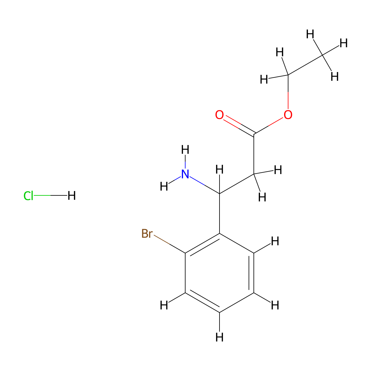 Ethyl 3-amino-3-(2-bromophenyl)propanoate hydrochloride molecular structure, CAS 502841-89-6