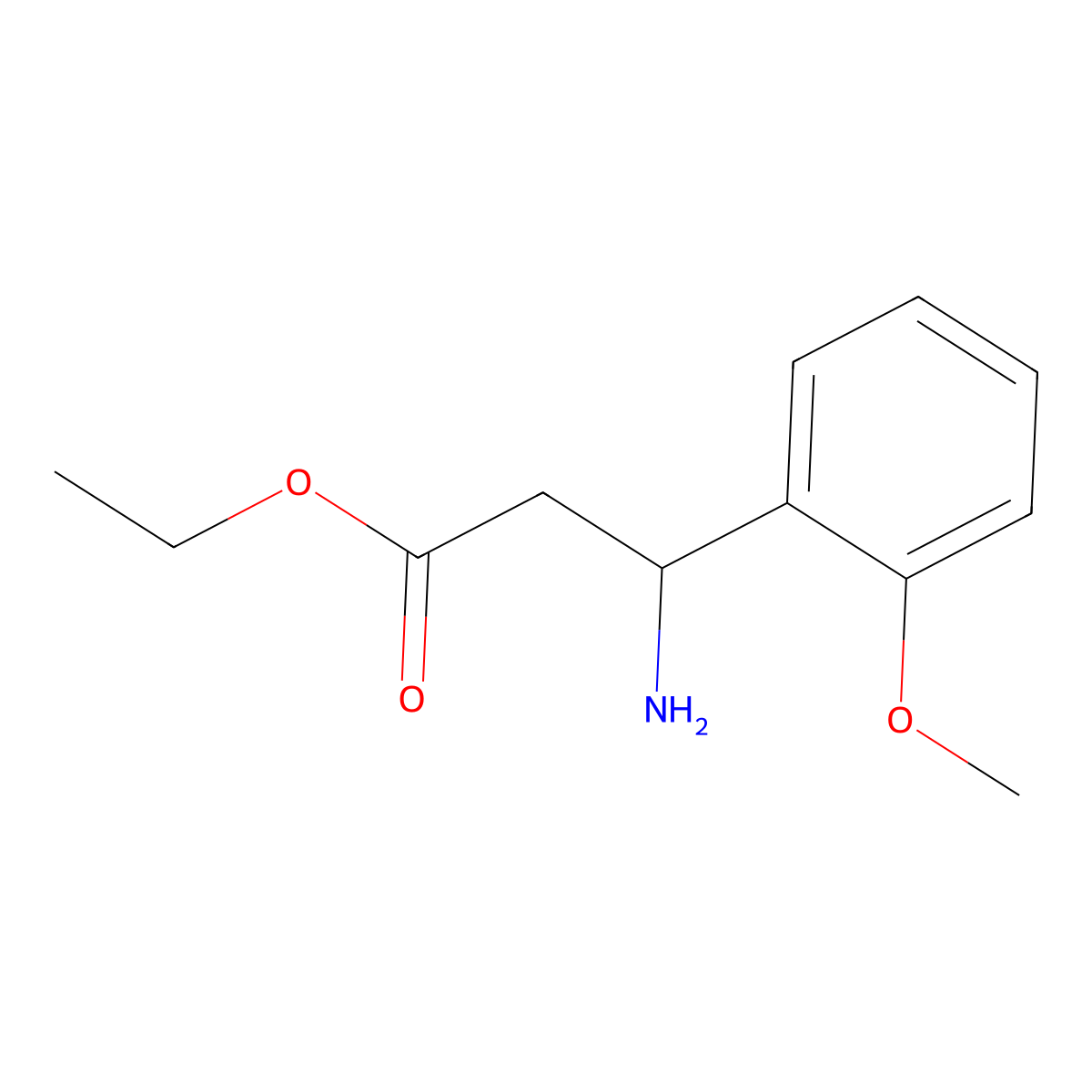 Ethyl 3-amino-3-(2-methoxyphenyl)propanoate molecular structure, CAS 502842-01-5