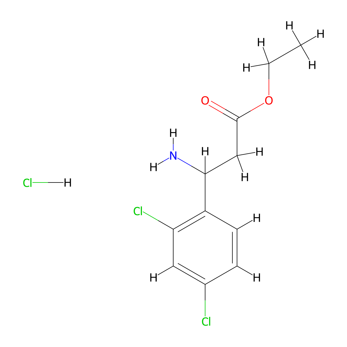 Ethyl 3-amino-3-(2,4-dichlorophenyl)propanoate hydrochloride molecular structure, CAS 502842-02-6