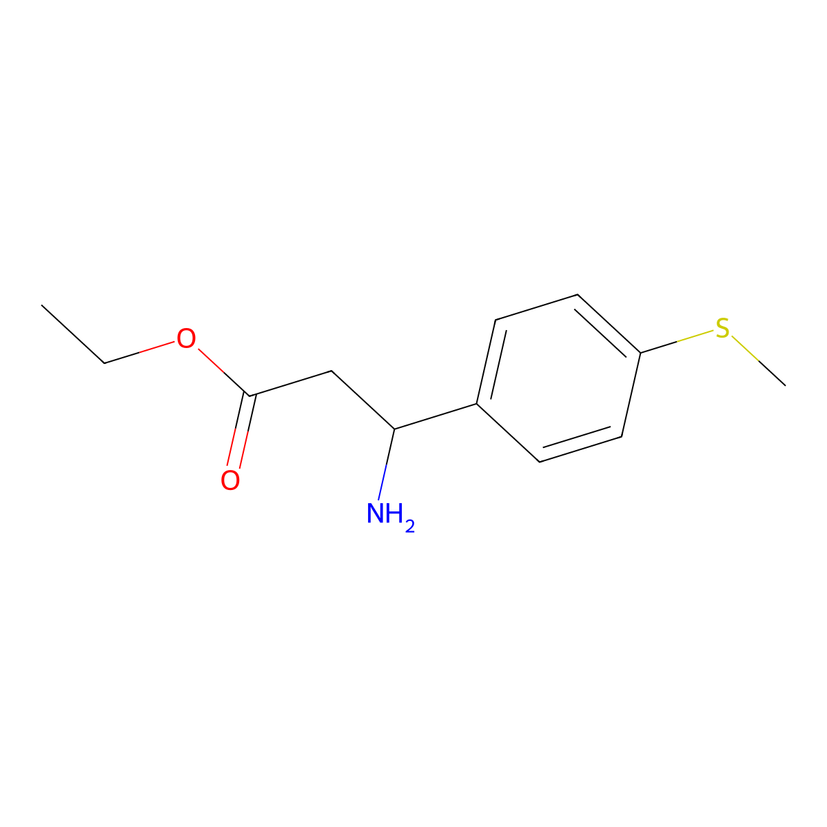 Ethyl 3-amino-3-[4-(methylsulfanyl)phenyl]propanoate molecular structure, CAS 502842-09-3