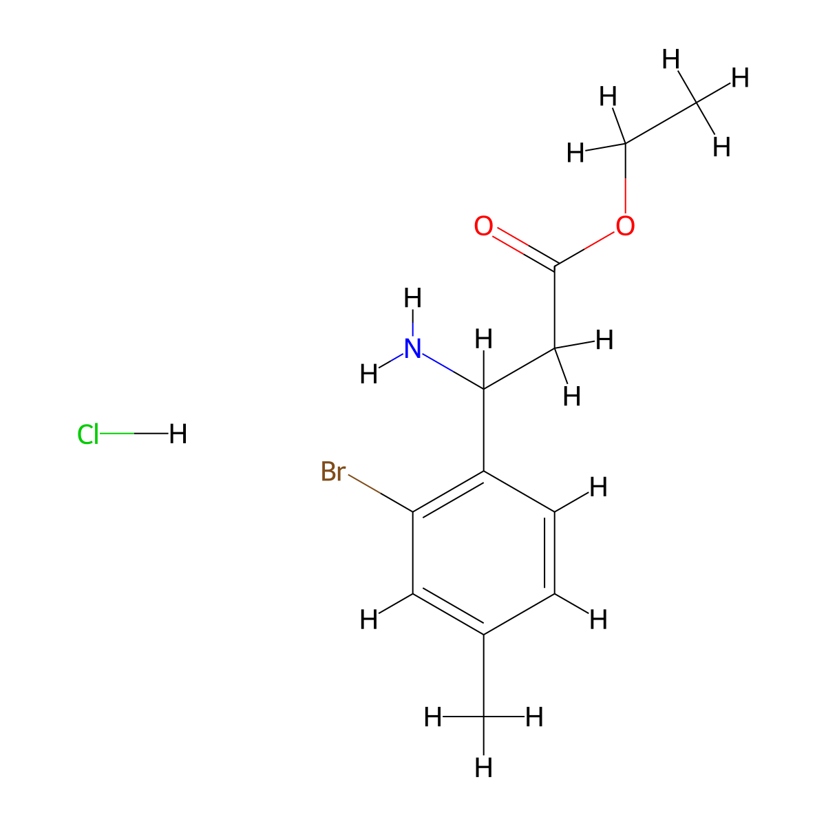 Ethyl 3-amino-3-(2-bromo-4-methylphenyl)propanoate hydrochloride molecular structure, CAS 502842-14-0