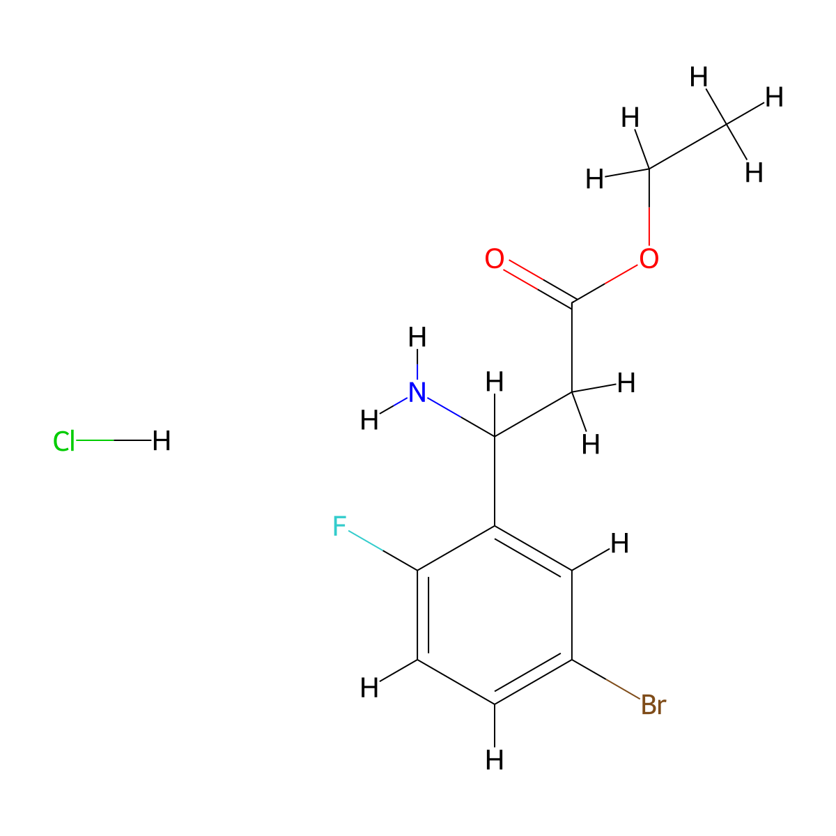 Ethyl 3-amino-3-(5-bromo-2-fluorophenyl)propanoate hydrochloride molecular structure, CAS 502842-16-2