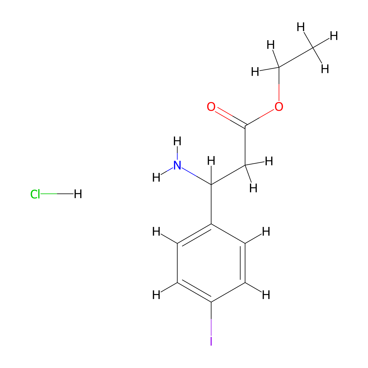 Ethyl 3-amino-3-(4-iodophenyl)propanoate hydrochloride molecular structure, CAS 502842-21-9