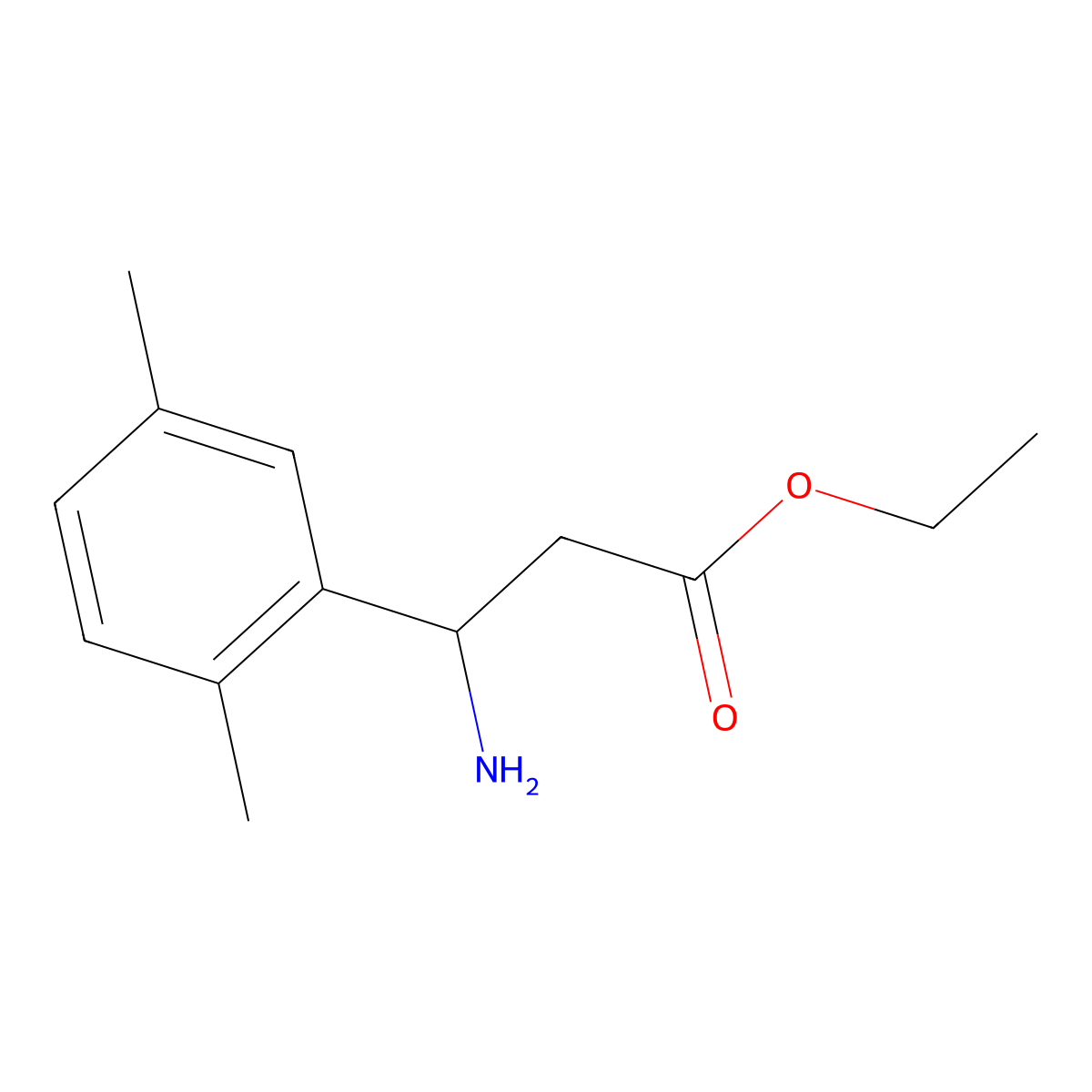 Ethyl 3-amino-3-(2,5-dimethylphenyl)propanoate molecular structure, CAS 502842-23-1
