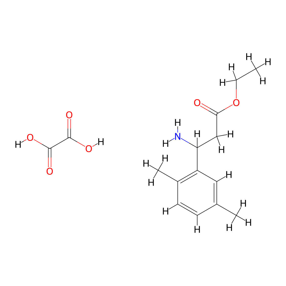 Ethyl 3-amino-3-(2,5-dimethylphenyl)propanoate oxalate molecular structure, CAS 502842-24-2