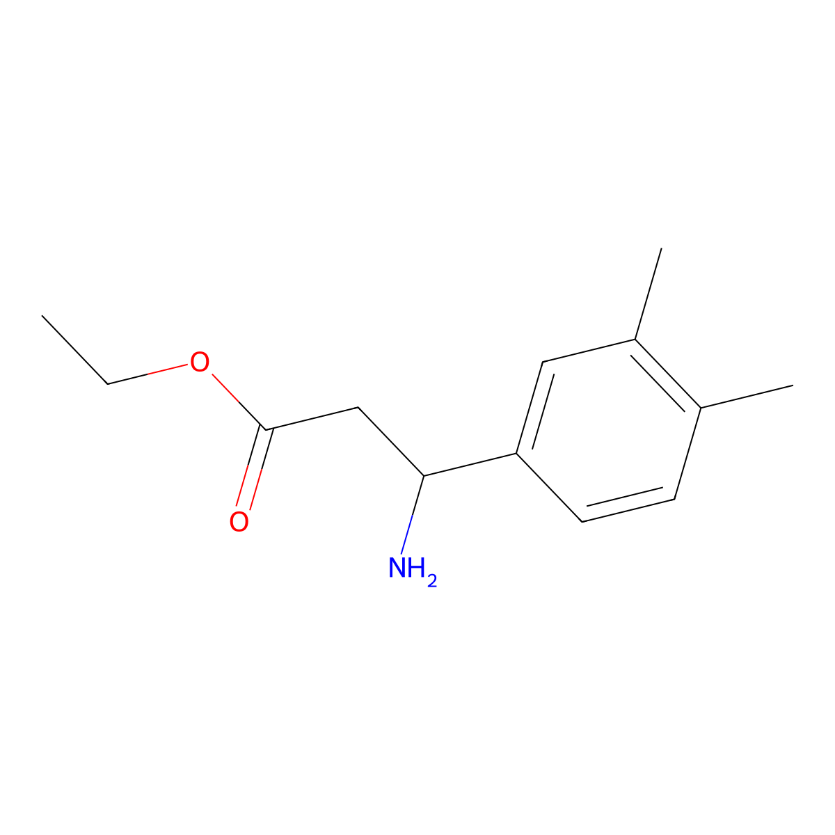 Ethyl 3-amino-3-(3,4-dimethylphenyl)propanoate molecular structure, CAS 502842-27-5