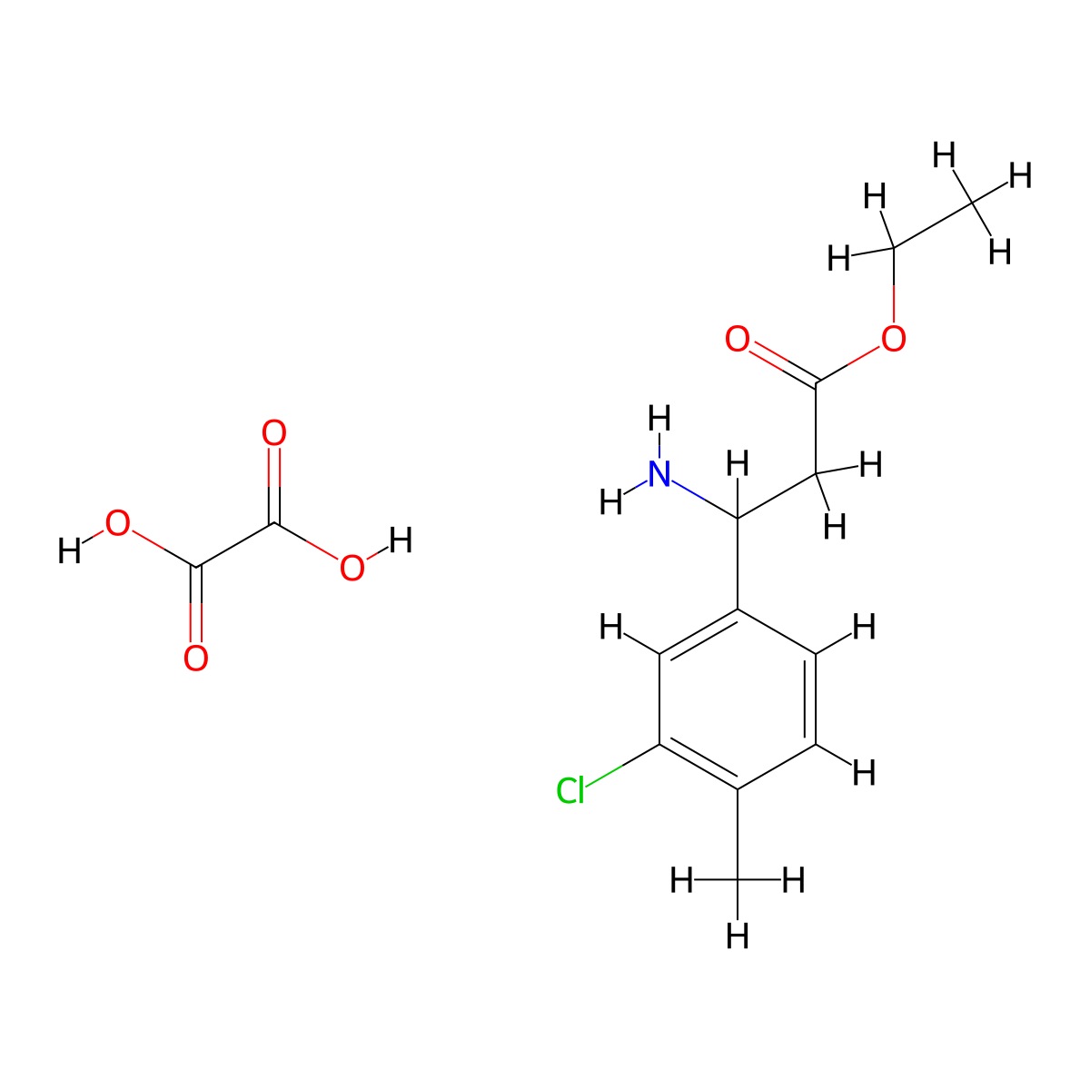 Ethyl 3-amino-3-(3-chloro-4-methylphenyl)propanoate oxalate molecular structure, CAS 502842-35-5