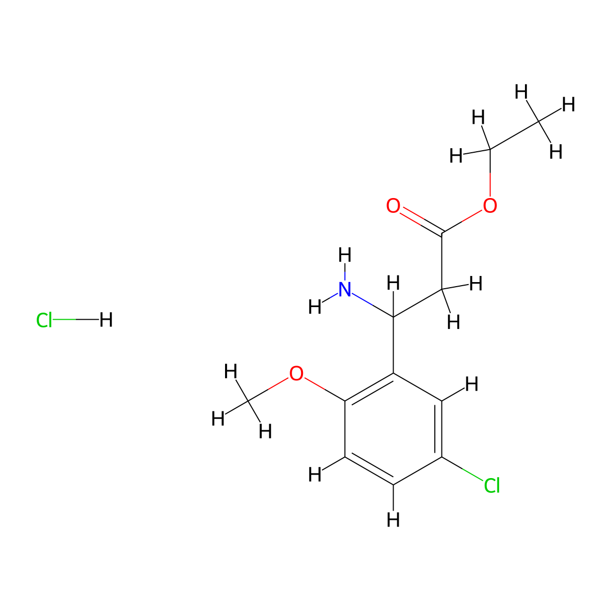 Ethyl 3-amino-3-(5-chloro-2-methoxyphenyl)propanoate hydrochloride molecular structure, CAS 502842-38-8