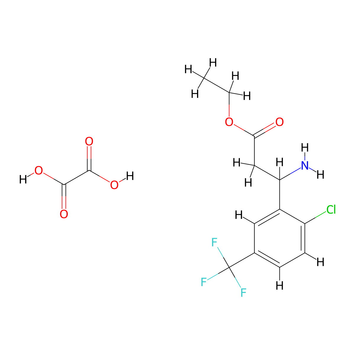 Ethyl 3-amino-3-(2-chloro-5-(trifluoromethyl)phenyl)propanoate oxalate molecular structure, CAS 502842-44-6