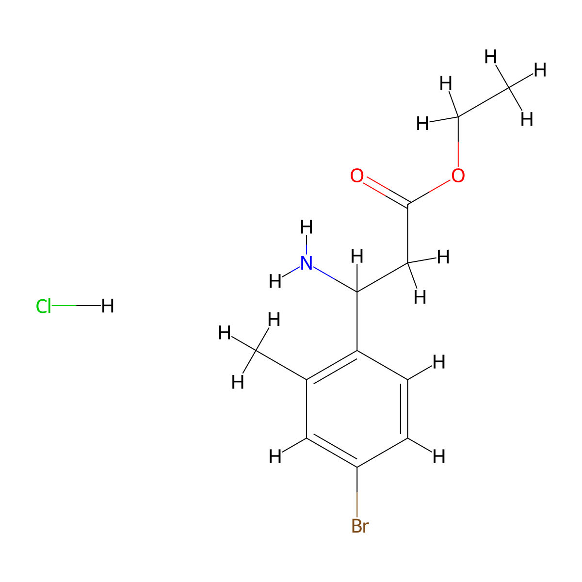 Ethyl 3-amino-3-(4-bromo-2-methylphenyl)propanoate hydrochloride molecular structure, CAS 502842-45-7