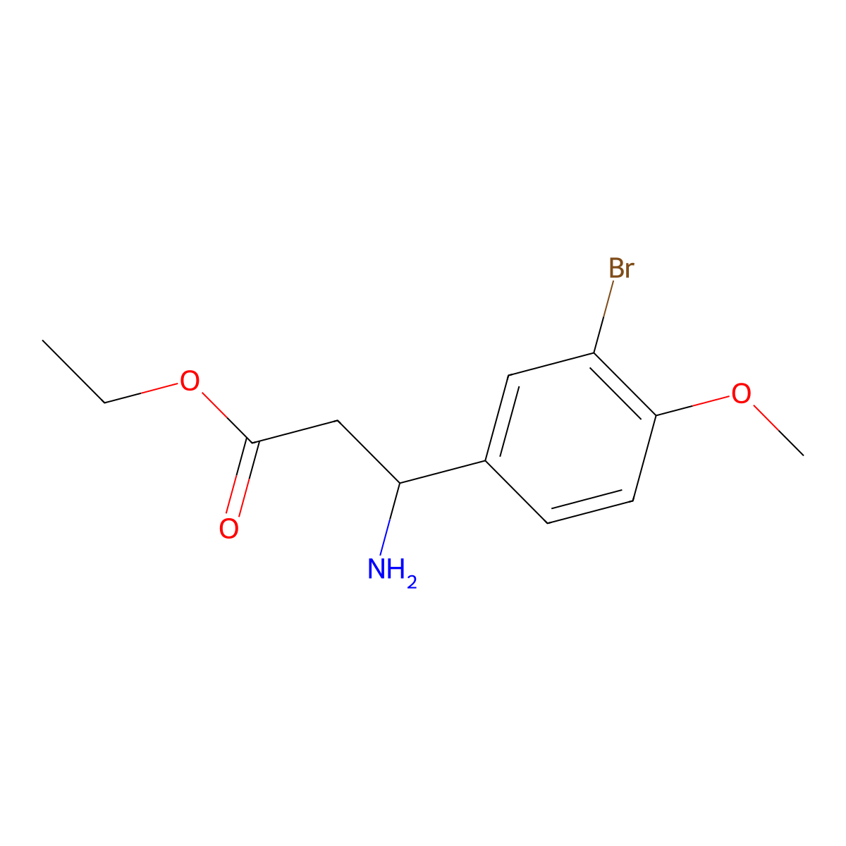 Ethyl 3-amino-3-(3-bromo-4-methoxyphenyl)propanoate molecular structure, CAS 502842-70-8