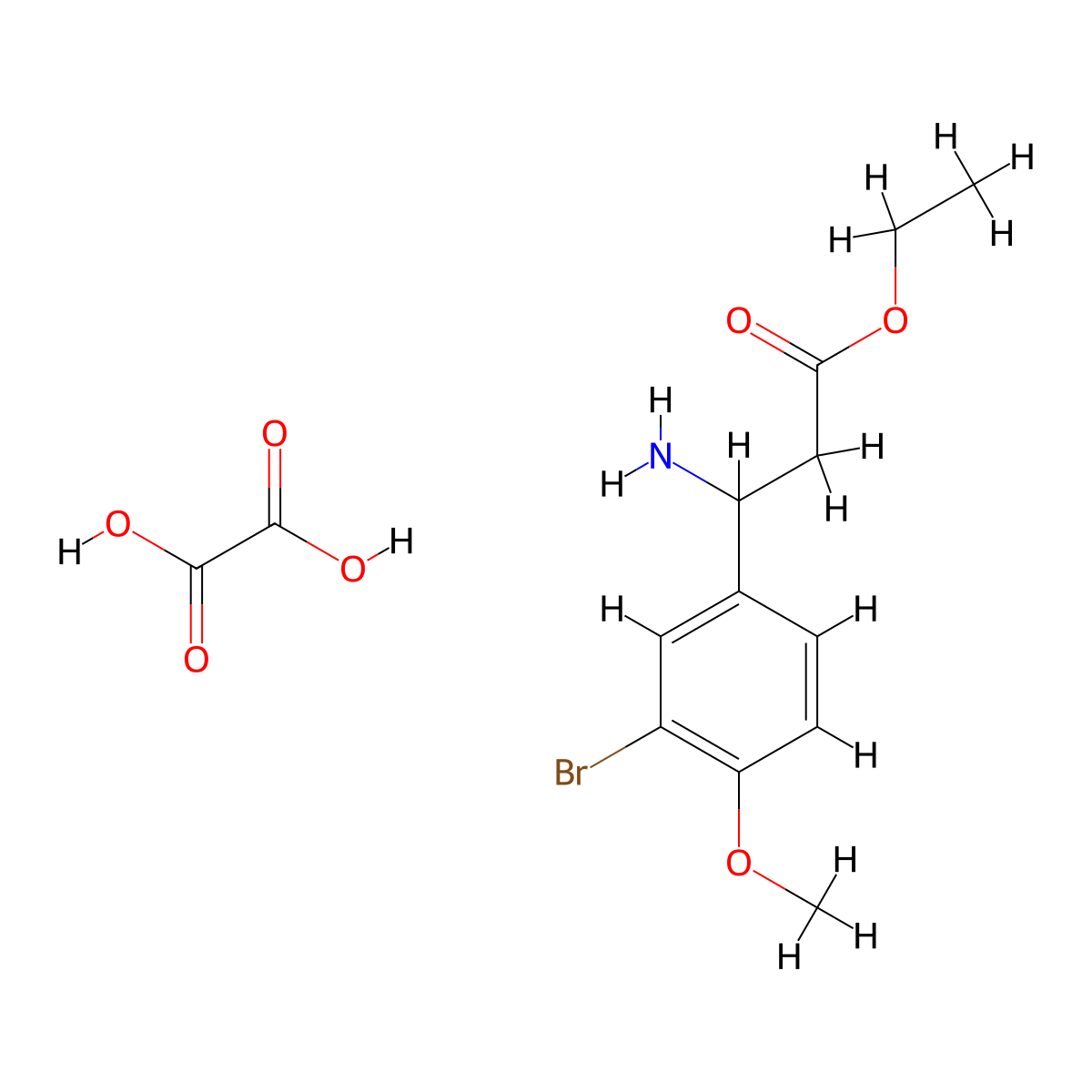 Ethyl 3-amino-3-(3-bromo-4-methoxyphenyl)propanoate oxalate molecular structure, CAS 502842-71-9