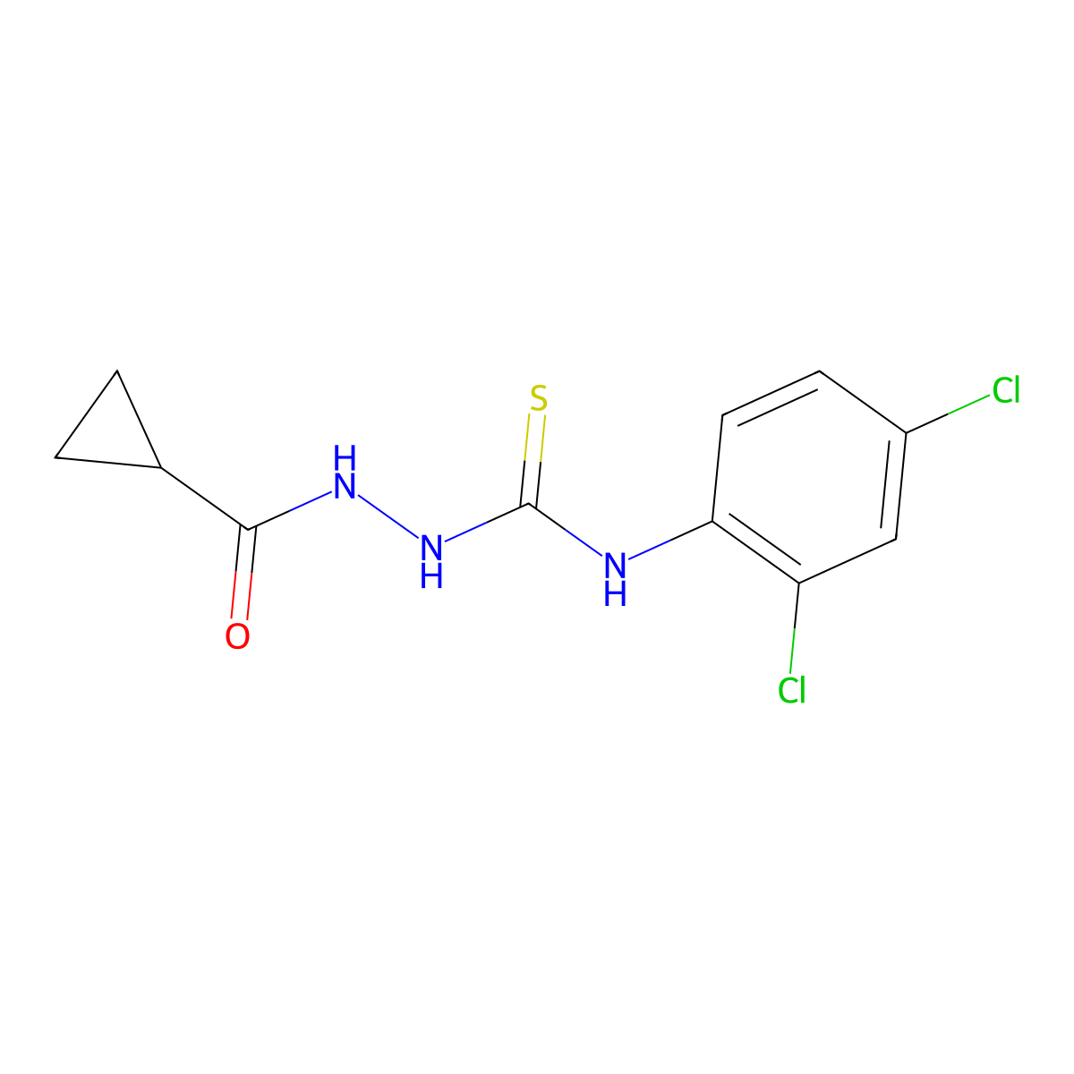 2-(cyclopropylcarbonyl)-N-(2,4-dichlorophenyl)hydrazinecarbothioamide molecular structure, CAS 502853-99-8