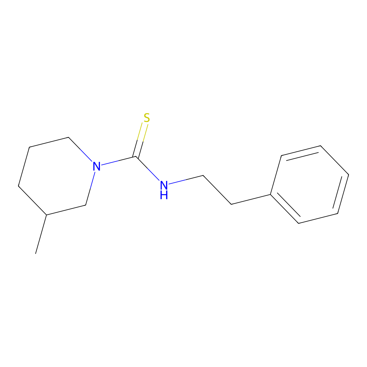 3-methyl-N-(2-phenylethyl)piperidine-1-carbothioamide molecular structure, CAS 502859-76-9