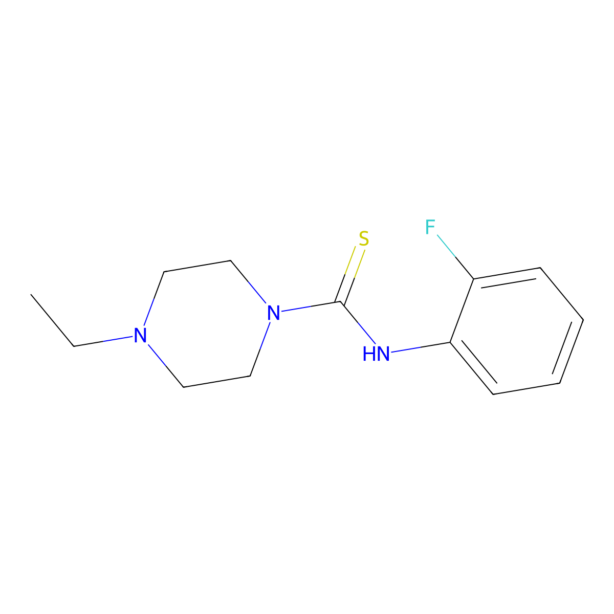 4-ethyl-N-(2-fluorophenyl)piperazine-1-carbothioamide molecular structure, CAS 502876-90-6
