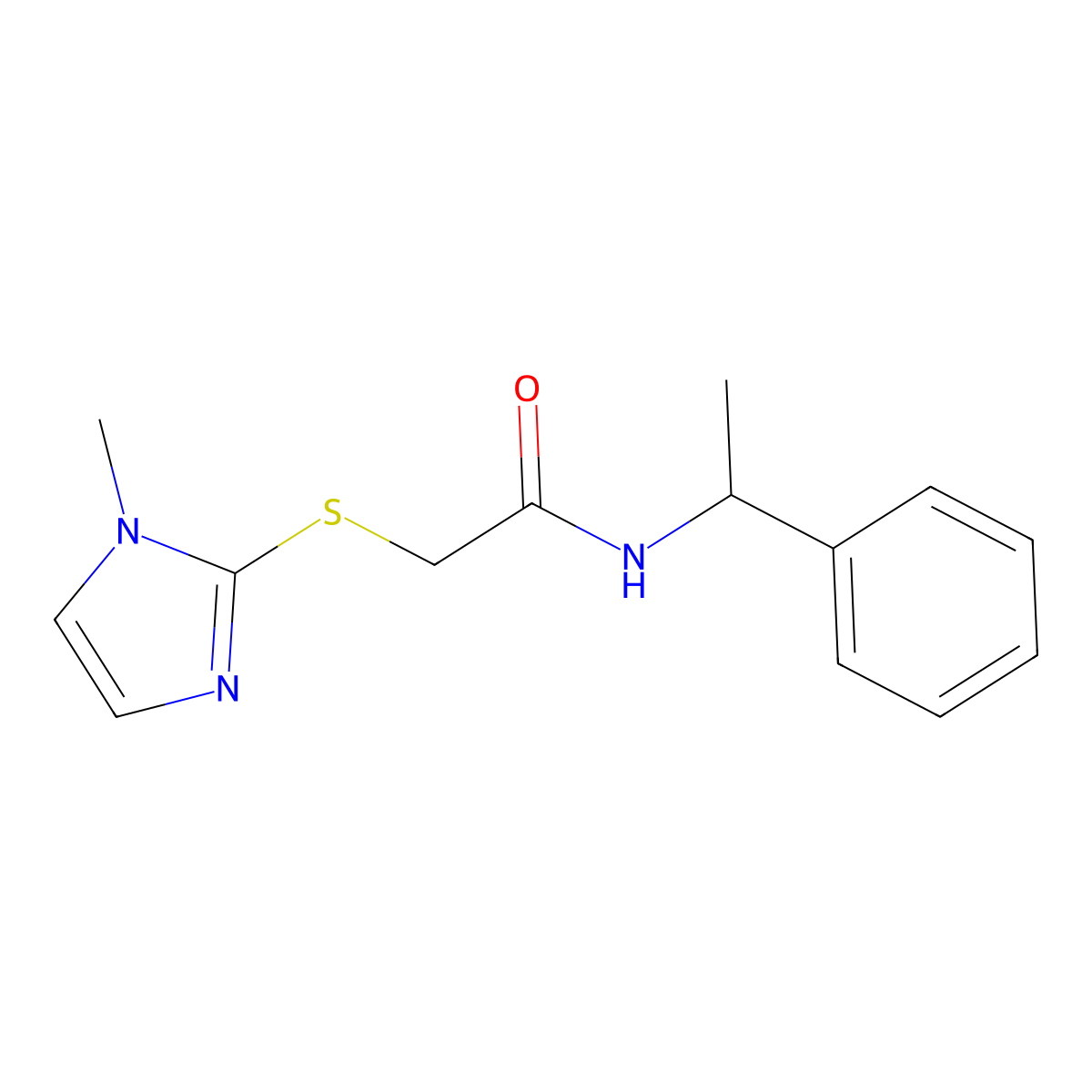 2-[(1-methyl-1H-imidazol-2-yl)sulfanyl]-N-(1-phenylethyl)acetamide molecular structure, CAS 502878-57-1